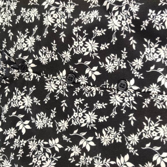 Sandy & Sid womens button down flounced long sleeve shirt black floral top sz M - Picture 4 of 11